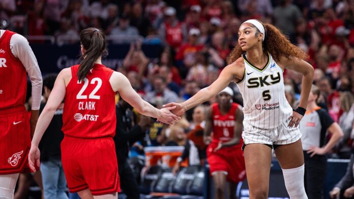 Caitlin Clark, Angel Reese have heated exchanged during Fever-Sky game